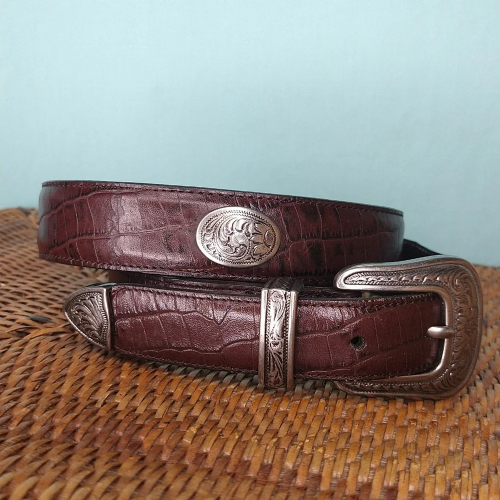 Western Rodeo Cowgirl leather belt with conchos ranch festival